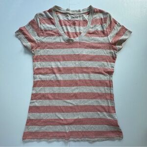 Sonoma everyday tee red stripe v neck short sleeve casual shirt women’s small‎
